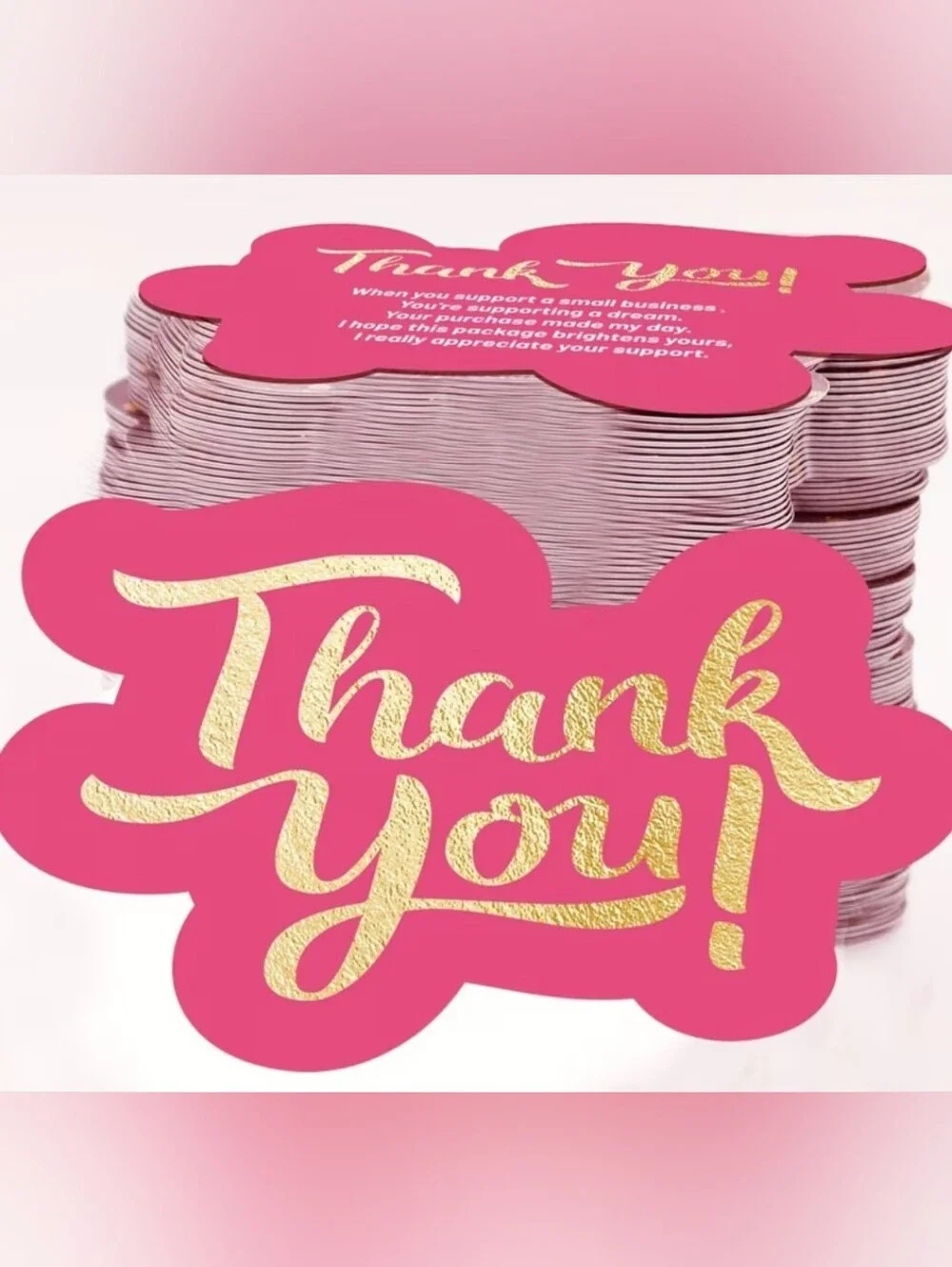 25 count Thank You Cards Small Business Appreciation - Bright Pink And Gold